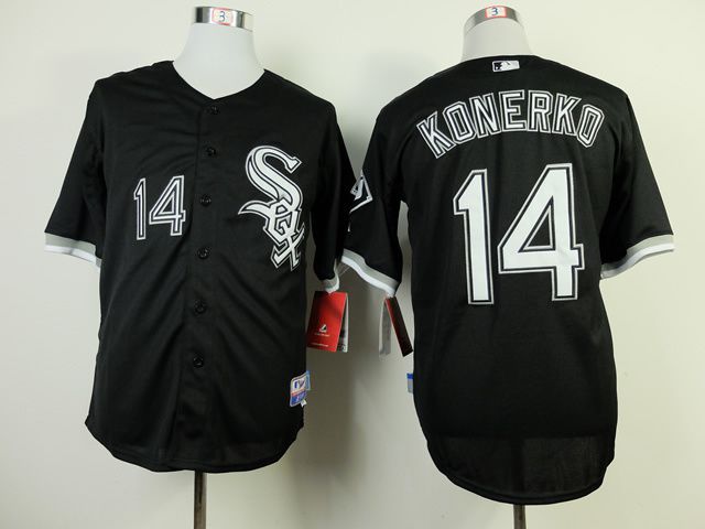 Men Chicago White Sox #14 Konerko Black MLB Jerseys1->chicago white sox->MLB Jersey